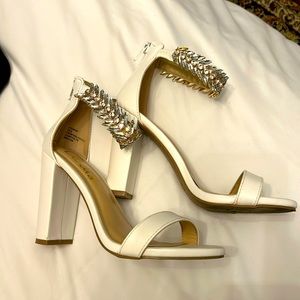 Lulus jewel white ankle strap block heels